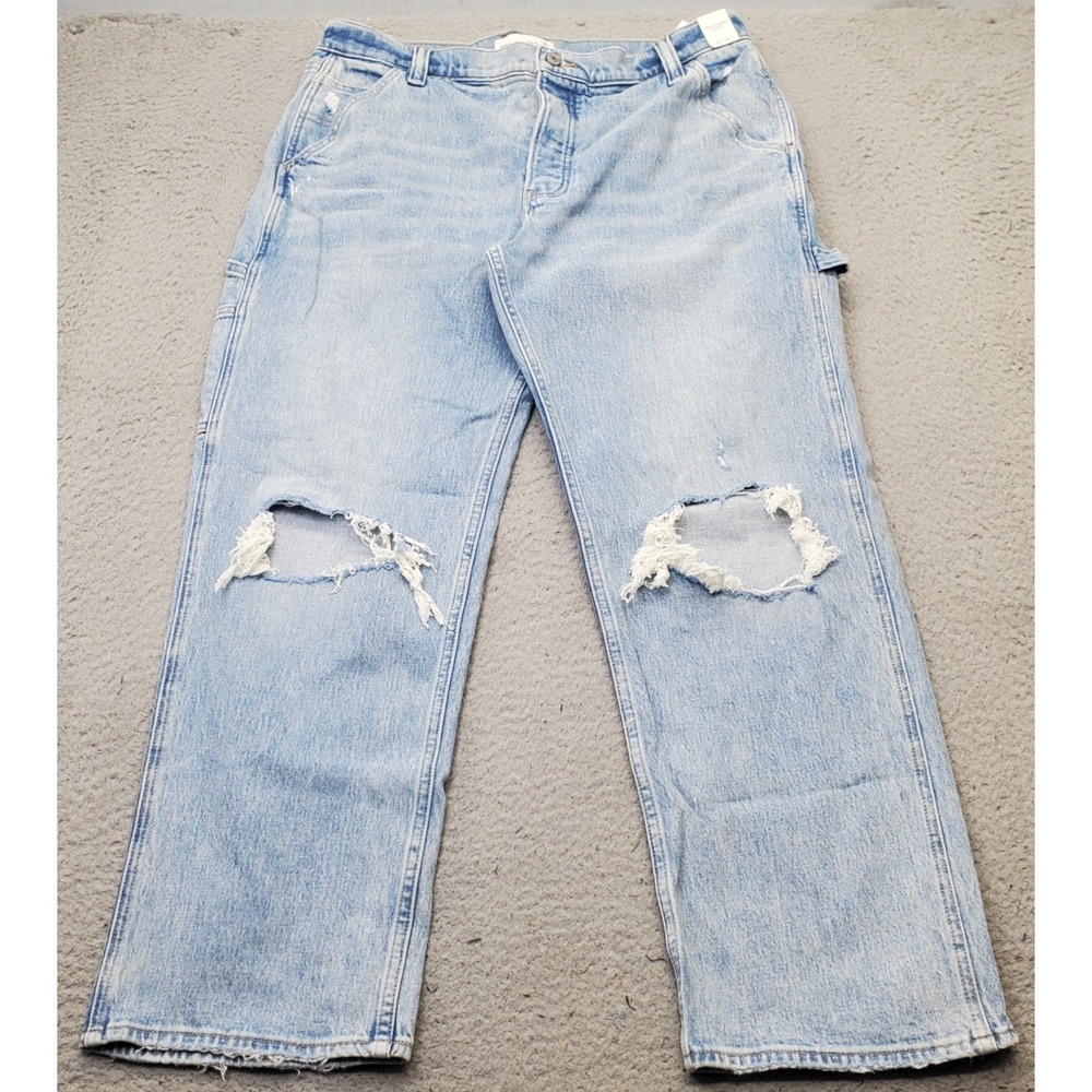 Abercrombie & Fitch‎ Jeans Womens 32/14S Blue Denim Boho Distressed Hammer Loop